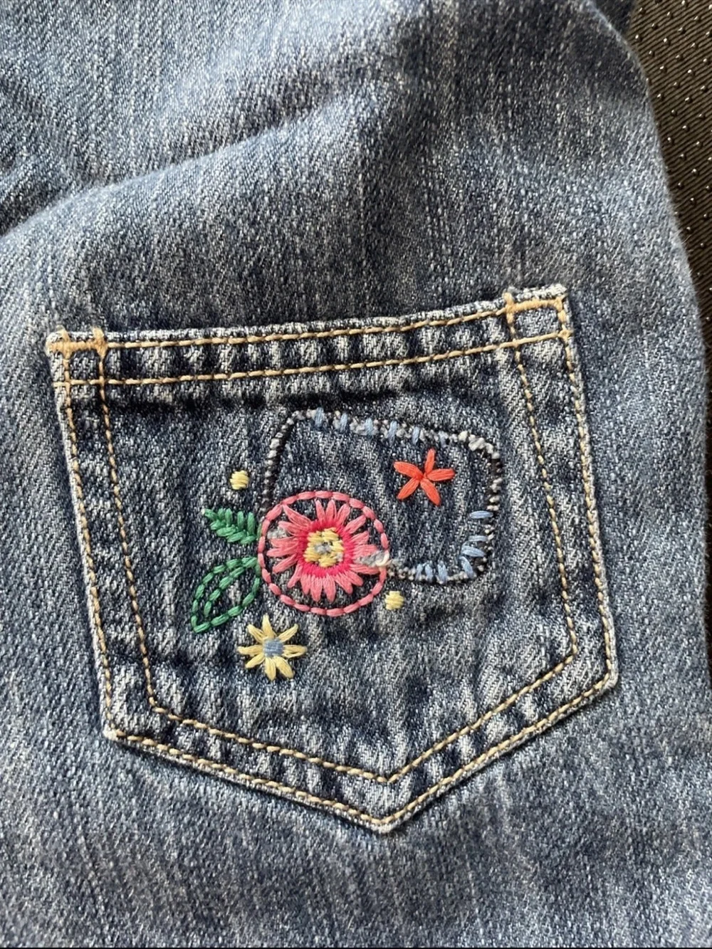 OshKosh B'gosh Light Blue Denim Overalls with Floral Patches